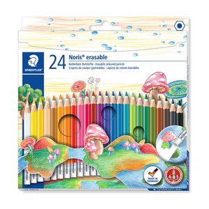 Set de creioane colorate cu guma de sters Staedtler, 24 de culori