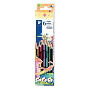 Set de creioane colorate Staedtler cu guma de sters, corp wopex, 6 culori