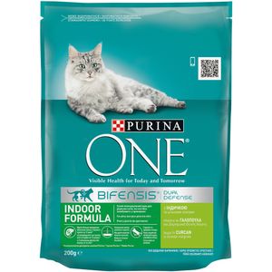 Hrana uscata pentru pisici adulte Purina One Indoor cu curcan si cereale integrale, 200 g