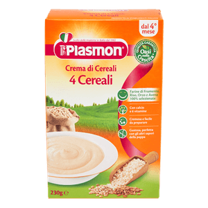 Cereale Crema di 4 Cereali Plasmon, de la 4 luni, 230 g