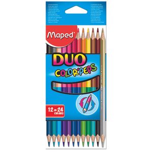 Set creioane colorate Maped Duo Color'peps 12 bucati, 24 culori