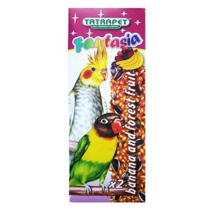 Baton Tetrapet Fantasia, pentru papagali, cu banane si fructe de padure, 2 x 45 g