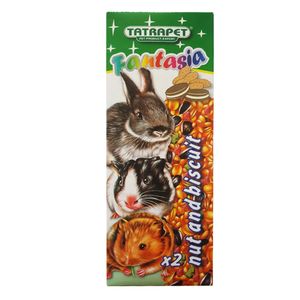 Batoane Tetrapet Fantasia, pentru rozatoare, cu alune si biscuiti, 2 x 45g