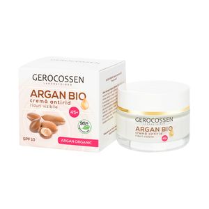 Crema Antirid Gerocossen Argan Bio pentru riduri vizibile 45+ cu ulei de argan organic, Q10, Homeostatine, 50 ml