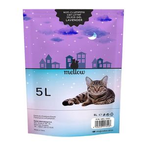 Asternut pentru pisici Mellow din silicatic, lavanda, 5 l
