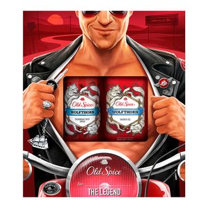 Set pentru cadou Old Spice Wolfthorn Biker: deodorant spray 150ml + gel de dus 250ml