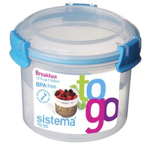 Recipient Sistema To Go pentru mic dejun cu 2 compartimente si lingurita 0.53L