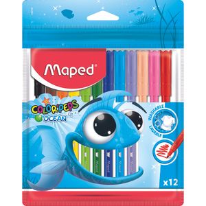 Set carioci Maped Color'peps Ocean lavabile, pachet 12 bucati