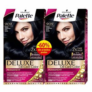 Pachet vopsea de par Palette Deluxe 909 Negru Albastrui