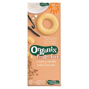 Biscuiti pentru bebelusi Finger Organix cu lapte si vanilie, 54 g, 10+, eco