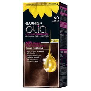 Vopsea fara amoniac Garnier Olia, 6.0 Saten deschis, 112ml