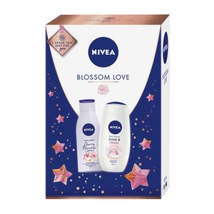 Caseta pentru cadou Nivea Blossom Love: Lotiune de corp de cirese 200ml si Gel de dus Care&Roses 250ml