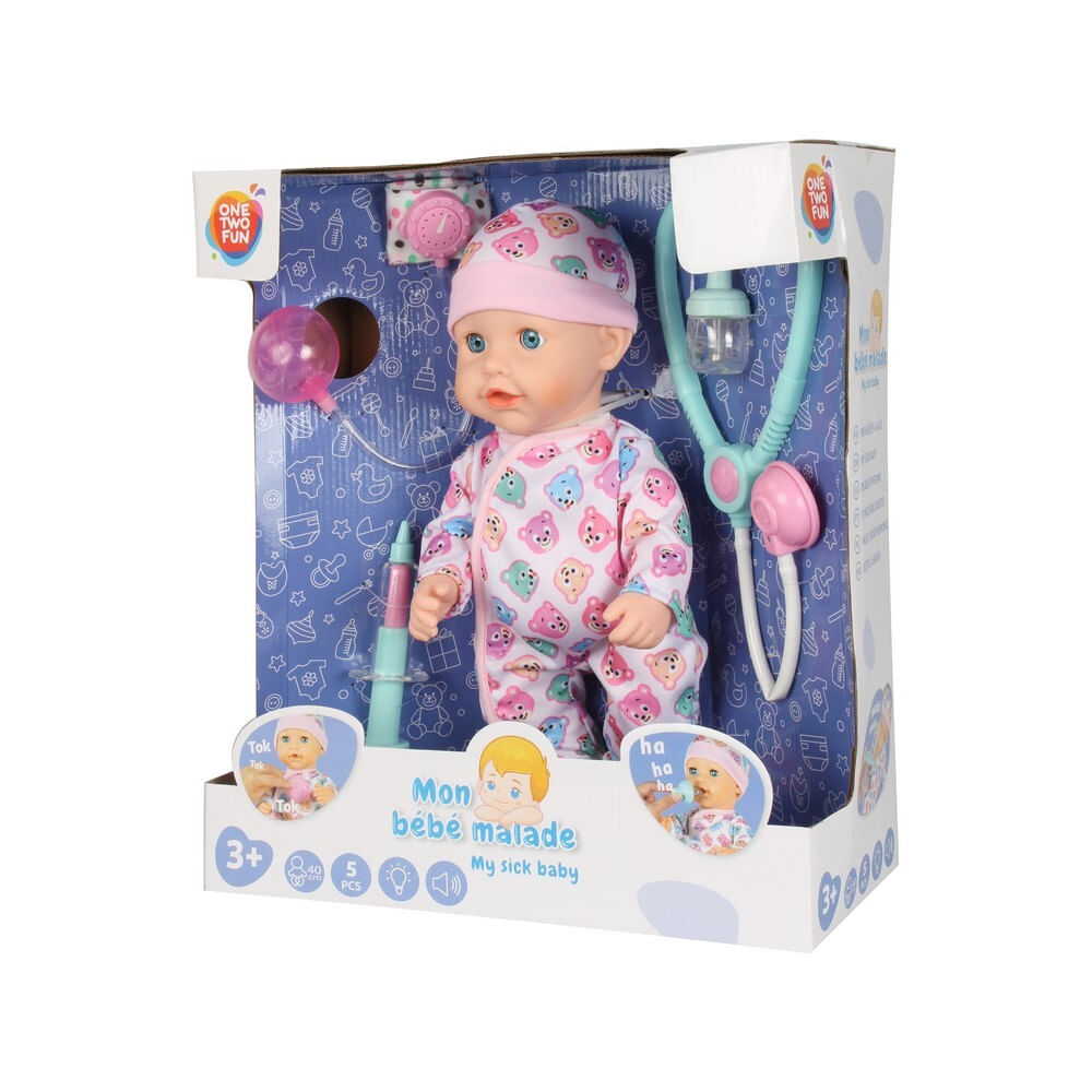 Sick baby doll One Two Fun Pret avantajos Auchan.ro