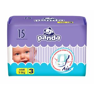 Scutece Panda Midi, marimea 3, 5 - 9 kg, 15 bucati