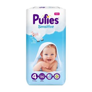 Scutece Pufies Sensitive, marimea 4, 9 - 14 kg, 56 bucati