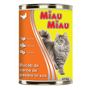 Hrana umeda pisica Miau Miau cu pui 415g