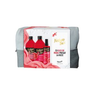 Pachet Nature Box Pomegranate sampon par 385 ml & conditioner 385 ml & tratament express 200 ml