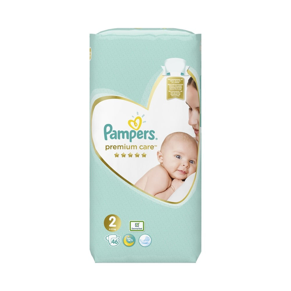 Scutece Pampers Premium Care Marimea 2, Nascut, 4-8 kg, 46 de bucati | Pret avantajos - Auchan.ro