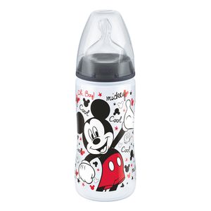 Biberon Nuk cu model Mickey/Minnie, capacitate 300 ml, pentru 6-18 luni