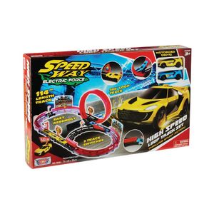 Set de joaca cu 2 masinuta Motormax High Speed Racing Track