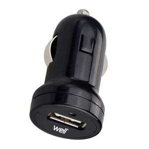 Alimentator USB bricheta auto Well 1 iesire 1A, negru