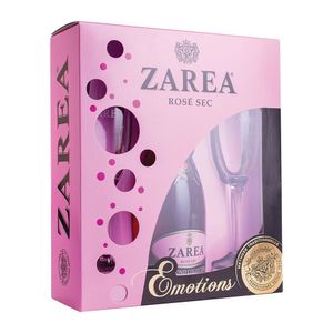 Vin spumant Zarea Emotions 0.75 l + 2 pahare