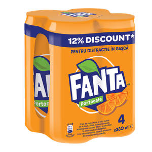 Bautura carbogazoasa Fanta Portocale, 4 x 0.33 l