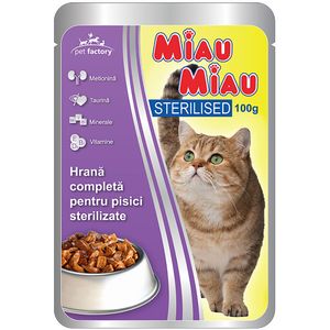 Hrana umeda pentru pisici sterilizate Miau Miau, 100 g