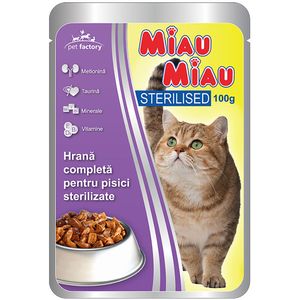 Hrana umeda pisici sterilizate Miau Miau, 100g