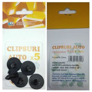 Clipsuri auto plastic, cu ciuperca mare, 5 bucati