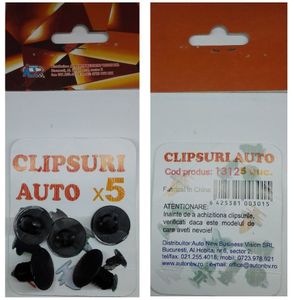 Clipsuri auto plastic, cu ciuperca mica, 5 bucati