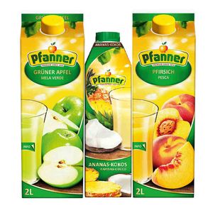Bautura necarbogazoasa cu mere verzi Pfanne, 2 l + piersici 2 l + ananas-cocos 1 l