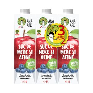 Suc natural cu mere si afine Ana Are, 3 x 1 l