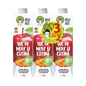 Suc natural cu mere si catina Ana Are, 3 x 1 l