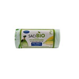 Saci biodegradabili si compostabili Wave Top, 15L, 10 bucati