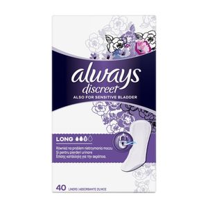 Absorbante zilnice pentru incontinenta urinara Always Discreet Liners, dimensiune large, 40 bucati
