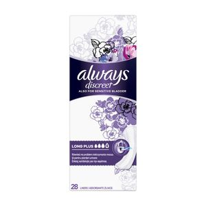 Absorbante zilnice pentru incontinenta urinara Always Discreet Liners, dimensiune long plus, 28 bucati