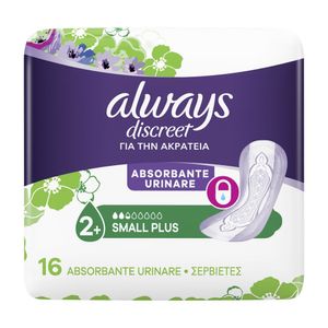 Absorbante pentru incontinenta urinara Always Discreet Pads, dimensiune small plus, 16 bucati