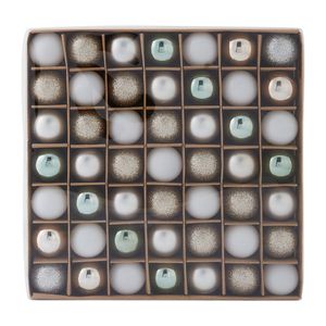 Globuri din plastic Actuel, 49 buc, 3cm, argintiu/alb/verde