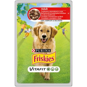 Hrana umeda Purina Friskies Adult cu vita si cartofi in sos, 100 g