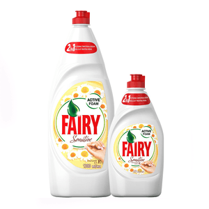 Pachet Promo: Detergent de vase Fairy Sensitive Chamomile & Vitamin E, 1.3 l - 450 ml