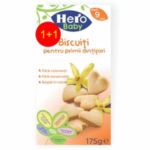 Biscuiti Hero Baby pentru primii dintisori, de la 9 luni, 1+1, 175 g