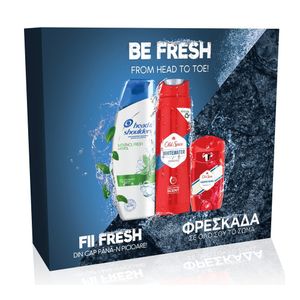 Set pentru cadou Be Fresh: Sampon Head and Shoulders Menthol Fresh, gel de dus si deodorant Old Spice Whitewater