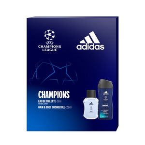 Set pentru cadou Adidas UEFA Champions: Apa de toaleta si gel de dus