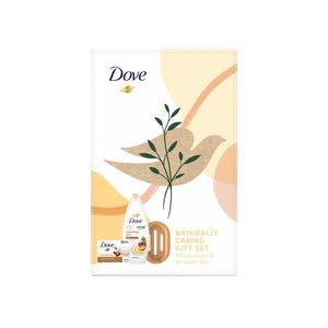 Set cadou Dove Naturally Nourishing: Savoniera de bambus, sapun si gel de dus