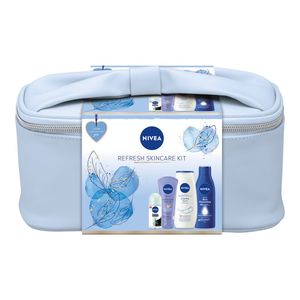 Set pentru cadou Nivea Refresh Skincare: Lapte de corp, gel de dus, deodorant roll-on si crema de maini