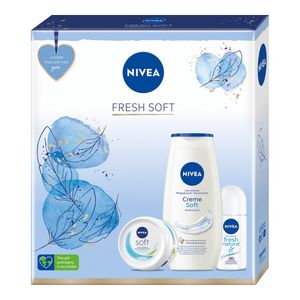 Set pentru cadou Nivea Fresh Soft: Crema hidrantanta, gel de dus si deodorant roll-on