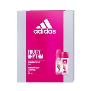 Set pentru cadou Adidas Woman Fruity Thythm: Deodorant natural spray si deodorant body spray