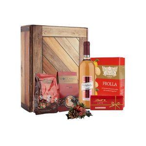 Cos pentru cadou Rosato Regalo: bautura premium, mix dulciuri si cafea