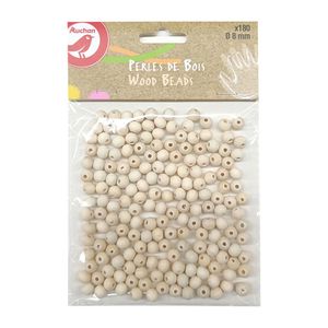 Margele din lemn FSC Auchan,8mm, Culoare Natur, 180buc